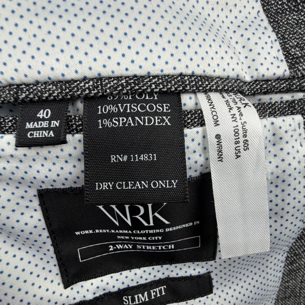 W.R.K Slim Fit Grey Textured 2-Way Stretch Blazer Sport Coat Mens 40 R